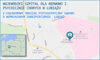 I-CAŁODOBOWY ODDZIAŁ PSYCHIATRYCZNY SĄDOWY O WZMOCNIONYM ZABEZPIECZENIU - WOJEWÓDZKI SZPITAL DLA NERWOWO I PSYCHICZNIE CHORYCH W LUBIĄŻU - UL. ADAMA MICKIEWICZA 1,  LUBIĄŻ