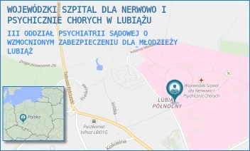 III ODDZIAŁ PSYCHIATRII SĄDOWEJ O WZMOCNIONYM ZABEZPIECZENIU DLA MŁODZIEŻY - WOJEWÓDZKI SZPITAL DLA NERWOWO I PSYCHICZNIE CHORYCH W LUBIĄŻU - UL. ADAMA MICKIEWICZA 1,  LUBIĄŻ
