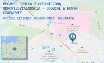 ODDZIAŁ LECZENIA JEDNEGO DNIA - "MEGAMED" SPÓŁKA Z OGRANICZONĄ ODPOWIEDZIALNOŚCIĄ - ODDZIAŁ W BORKACH - UL. CZAPLINIECKA 93/95,  BEŁCHATÓW