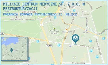 PORADNIA ZDROWIA PSYCHICZNEGO II - MILICKIE CENTRUM MEDYCZNE SP. Z O.O. W RESTRUKTURYZACJI - UL. ARMII KRAJOWEJ 3A,  MILICZ