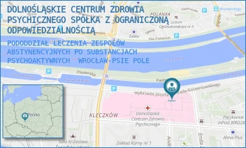 PODODDZIAŁ LECZENIA ZESPOŁÓW ABSTYNENCYJNYCH PO SUBSTANCJACH PSYCHOAKTYWNYCH - DOLNOŚLĄSKIE CENTRUM ZDROWIA PSYCHICZNEGO SPÓŁKA Z OGRANICZONĄ ODPOWIEDZIALNOŚCIĄ - UL. WYBRZEŻE J. CONRADA-KORZENIOWSKIEGO 18,  WROCŁAW-PSIE POLE