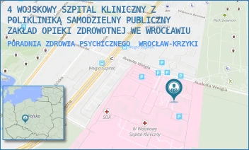 PORADNIA ZDROWIA PSYCHICZNEGO - 4 WOJSKOWY SZPITAL KLINICZNY Z POLIKLINIKĄ SAMODZIELNY PUBLICZNY ZAKŁAD OPIEKI ZDROWOTNEJ WE WROCŁAWIU - UL. RUDOLFA WEIGLA 5,  WROCŁAW-KRZYKI