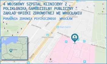 PORADNIA ZDROWIA PSYCHICZNEGO - 4 WOJSKOWY SZPITAL KLINICZNY Z POLIKLINIKĄ SAMODZIELNY PUBLICZNY ZAKŁAD OPIEKI ZDROWOTNEJ WE WROCŁAWIU - UL. RUDOLFA WEIGLA 5,  WROCŁAW