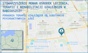 PORADNIA TERAPII UZALEŻNIEŃ OD SUBSTANCJI PSYCHOAKTYWNYCH - STOWARZYSZENIE MONAR OŚRODEK LECZENIA, TERAPII I REHABILITACJI UZALEŻNIEŃ DLA DZIECI I MŁODZIEŻY W GDAŃSKU - UL. WÓLCZAŃSKA 225,  ŁÓDŹ