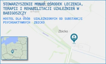HOSTEL DLA OSÓB  UZALEŻNIONYCH OD SUBSTANCJI PSYCHOAKTYWNYCH - STOWARZYSZENIE MONAR OŚRODEK LECZENIA, TERAPII I REHABILITACJI UZALEŻNIEŃ W BABIGOSZCZY - UL. LEŚNA 2,  ZBICKO