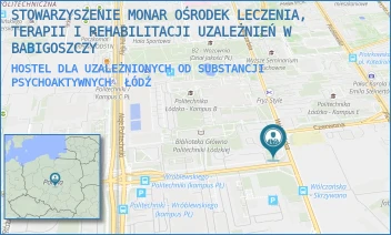 HOSTEL DLA UZALEŻNIONYCH OD SUBSTANCJI PSYCHOAKTYWNYCH - STOWARZYSZENIE MONAR OŚRODEK LECZENIA, TERAPII I REHABILITACJI UZALEŻNIEŃ DLA DZIECI I MŁODZIEŻY W GDAŃSKU - UL. WÓLCZAŃSKA 225,  ŁÓDŹ