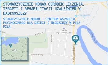 STOWARZYSZENIE MONAR - CENTRUM WSPARCIA PSYCHOCZNEGO DLA DZIECI I MŁODZIEŻY W PILE - STOWARZYSZENIE MONAR OŚRODEK LECZENIA, TERAPII I REHABILITACJI UZALEŻNIEŃ W BABIGOSZCZY - ALEJA NIEPODLEGŁOŚCI 135,  PIŁA