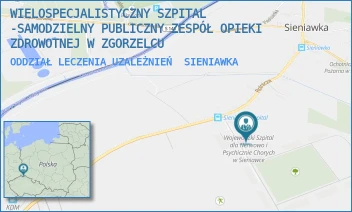 ODDZIAŁ LECZENIA UZALEŻNIEŃ - WIELOSPECJALISTYCZNY SZPITAL -SAMODZIELNY PUBLICZNY ZESPÓŁ OPIEKI ZDROWOTNEJ W ZGORZELCU - UL. ROLNICZA 25,  SIENIAWKA