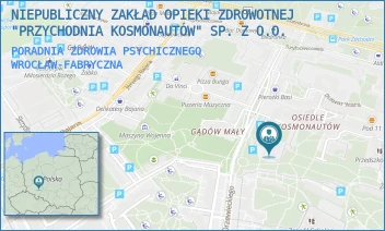 PORADNIA ZDROWIA PSYCHICZNEGO - NIEPUBLICZNY ZAKŁAD OPIEKI ZDROWOTNEJ "PRZYCHODNIA KOSMONAUTÓW" SP. Z O.O. - UL. STEFANA DRZEWIECKIEGO 36A,  WROCŁAW-FABRYCZNA