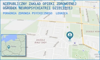 PORADNIA ZDROWIA PSYCHICZNEGO - NIEPUBLICZNY ZAKŁAD OPIEKI ZDROWOTNEJ OŚRODEK NEUROPSYCHIATRII DZIECIĘCEJ - UL. ADAMA ASNYKA 49/1-2,  LEGNICA