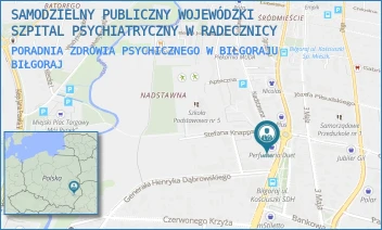 PORADNIA ZDROWIA PSYCHICZNEGO W BIŁGORAJU - SAMODZIELNY PUBLICZNY WOJEWÓDZKI SZPITAL PSYCHIATRYCZNY IM. ŚW. ANTONIEGO W RADECZNICY - TADEUSZA KOŚCIUSZKI 50,  BIŁGORAJ