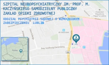ODDZIAŁ PSYCHIATRII SĄDOWEJ O WZMOCNIONYM ZABEZPIECZENIU - SZPITAL NEUROPSYCHIATRYCZNY IM. PROF. M. KACZYŃSKIEGO SAMODZIELNY PUBLICZNY ZAKŁAD OPIEKI ZDROWOTNEJ - ABRAMOWICKA 2/3,  LUBLIN