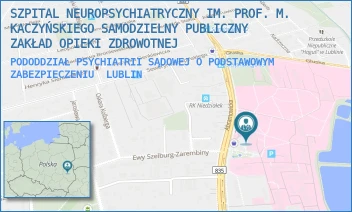 PODODDZIAŁ PSYCHIATRII SĄDOWEJ O PODSTAWOWYM ZABEZPIECZENIU - SZPITAL NEUROPSYCHIATRYCZNY IM. PROF. M. KACZYŃSKIEGO SAMODZIELNY PUBLICZNY ZAKŁAD OPIEKI ZDROWOTNEJ - ABRAMOWICKA 2/3,  LUBLIN