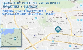 PORADNIA TERAPII UZALEŻNIENIA I WSPÓŁUZALEŻNIENIA OD ALKOHOLU - SAMODZIELNY PUBLICZNY ZAKŁAD OPIEKI ZDROWOTNEJ W PUŁAWACH - CENTRALNA 16,  PUŁAWY