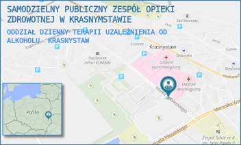 ODDZIAŁ DZIENNY TERAPII UZALEŻNIENIA OD ALKOHOLU - SAMODZIELNY PUBLICZNY ZESPÓŁ OPIEKI ZDROWOTNEJ W KRASNYMSTAWIE - SOBIESKIEGO 4,  KRASNYSTAW