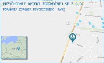 PORADNIA ZDROWIA PSYCHICZNEGO - PRZYCHODNIE OPIEKI ZDROWOTNEJ SP Z O.O. - KIRKORA 12,  RYKI
