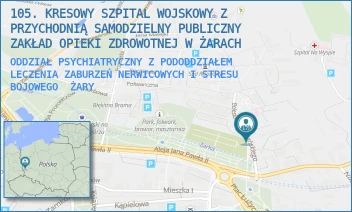 ODDZIAŁ PSYCHIATRYCZNY Z PODODDZIAŁEM LECZENIA ZABURZEŃ NERWICOWYCH I STRESU BOJOWEGO - 105. KRESOWY SZPITAL WOJSKOWY Z PRZYCHODNIĄ SAMODZIELNY PUBLICZNY ZAKŁAD OPIEKI ZDROWOTNEJ W ŻARACH - UL. DOMAŃSKIEGO 2,  ŻARY