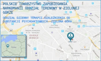 ODDZIAŁ DZIENNY TERAPII UZALEŻNIENIA OD SUBSTANCJI PSYCHOAKTYWNYCH - POLSKIE TOWARZYSTWO ZAPOBIEGANIA NARKOMANII ODDZIAŁ TERENOWY W ZIELONEJ GÓRZE - UL. JELENIA 1A,  ZIELONA GÓRA