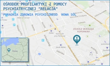 PORADNIA ZDROWIA PSYCHICZNEGO - OŚRODEK PROFILAKTYKI I POMOCY PSYCHIATRYCZNEJ "RELACJA" - UL. KUPIECKA 17,  NOWA SÓL