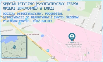 ODDZIAŁ DETOKSYKACYJNY. PODODDZIAŁ DETOKSYKACJI OD NARKOTYKÓW I INNYCH ŚRODKÓW PSYCHOAKTYWNYCH - SPECJALISTYCZNY PSYCHIATRYCZNY ZESPÓŁ OPIEKI ZDROWOTNEJ W ŁODZI - UL. ALEKSANDROWSKA 159,  ŁÓDŹ-BAŁUTY