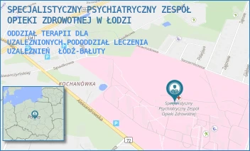 ODDZIAŁ TERAPII DLA UZALEŻNIONYCH.PODODDZIAŁ LECZENIA UZALEŻNIEŃ - SPECJALISTYCZNY PSYCHIATRYCZNY ZESPÓŁ OPIEKI ZDROWOTNEJ W ŁODZI - UL. ALEKSANDROWSKA 159,  ŁÓDŹ-BAŁUTY