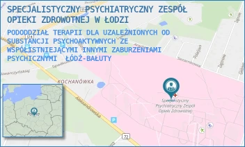 PODODDZIAŁ TERAPII DLA UZALEŻNIONYCH OD SUBSTANCJI PSYCHOAKTYWNYCH ZE WSPÓŁISTNIEJĄCYMI INNYMI ZABURZENIAMI PSYCHICZNYMI - SPECJALISTYCZNY PSYCHIATRYCZNY ZESPÓŁ OPIEKI ZDROWOTNEJ W ŁODZI - UL. ALEKSANDROWSKA 159,  ŁÓDŹ-BAŁUTY