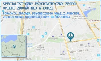 PORADNIA ZDROWIA PSYCHICZNEGO WRAZ Z PUNKTEM ZGŁOSZENIOWO-KOORDYNACYJNYM - SPECJALISTYCZNY PSYCHIATRYCZNY ZESPÓŁ OPIEKI ZDROWOTNEJ W ŁODZI - UL. SIERADZKA 11,  ŁÓDŹ-GÓRNA