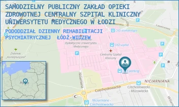 PODODDZIAŁ DZIENNY REHABILITACJI PSYCHIATRYCZNEJ - SAMODZIELNY PUBLICZNY ZAKŁAD OPIEKI ZDROWOTNEJ CENTRALNY SZPITAL KLINICZNY UNIWERSYTETU MEDYCZNEGO W ŁODZI - UL. CZECHOSŁOWACKA 8/10,  ŁÓDŹ-WIDZEW