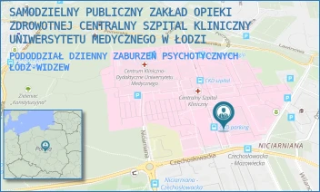 PODODDZIAŁ DZIENNY ZABURZEŃ PSYCHOTYCZNYCH - SAMODZIELNY PUBLICZNY ZAKŁAD OPIEKI ZDROWOTNEJ CENTRALNY SZPITAL KLINICZNY UNIWERSYTETU MEDYCZNEGO W ŁODZI - UL. CZECHOSŁOWACKA 8/10,  ŁÓDŹ-WIDZEW