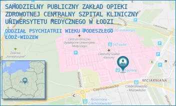 ODDZIAŁ PSYCHIATRII WIEKU PODESZŁEGO - SAMODZIELNY PUBLICZNY ZAKŁAD OPIEKI ZDROWOTNEJ CENTRALNY SZPITAL KLINICZNY UNIWERSYTETU MEDYCZNEGO W ŁODZI - UL. CZECHOSŁOWACKA 8/10,  ŁÓDŹ-WIDZEW