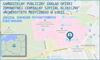 ODDZIAŁ ZABURZEŃ PSYCHOTYCZNYCH - SAMODZIELNY PUBLICZNY ZAKŁAD OPIEKI ZDROWOTNEJ CENTRALNY SZPITAL KLINICZNY UNIWERSYTETU MEDYCZNEGO W ŁODZI - UL. CZECHOSŁOWACKA 8/10,  ŁÓDŹ-WIDZEW