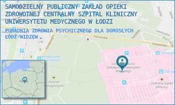 PORADNIA ZDROWIA PSYCHICZNEGO DLA DOROSŁYCH - SAMODZIELNY PUBLICZNY ZAKŁAD OPIEKI ZDROWOTNEJ CENTRALNY SZPITAL KLINICZNY UNIWERSYTETU MEDYCZNEGO W ŁODZI - UL. POMORSKA 251,  ŁÓDŹ-WIDZEW