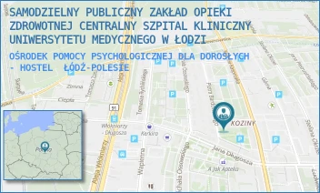 OŚRODEK POMOCY PSYCHOLOGICZNEJ DLA DOROSŁYCH - HOSTEL - SAMODZIELNY PUBLICZNY ZAKŁAD OPIEKI ZDROWOTNEJ CENTRALNY SZPITAL KLINICZNY UNIWERSYTETU MEDYCZNEGO W ŁODZI - UL. PIOTRA BARDOWSKIEGO 1,  ŁÓDŹ-POLESIE