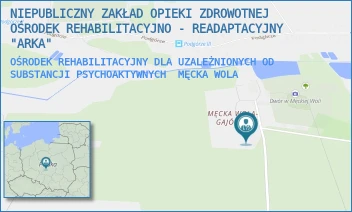 OŚRODEK REHABILITACYJNY DLA UZALEŻNIONYCH OD SUBSTANCJI PSYCHOAKTYWNYCH - NIEPUBLICZNY ZAKŁAD OPIEKI ZDROWOTNEJ OŚRODEK REHABILITACYJNO - READAPTACYJNY "ARKA" - UL. MĘCKA WOLA 48A,  MĘCKA WOLA