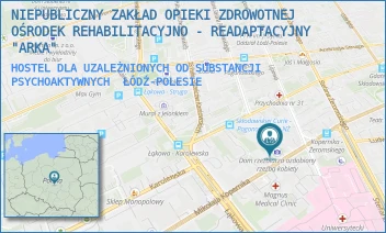 HOSTEL DLA UZALEŻNIONYCH OD SUBSTANCJI PSYCHOAKTYWNYCH - NIEPUBLICZNY ZAKŁAD OPIEKI ZDROWOTNEJ OŚRODEK REHABILITACYJNO - READAPTACYJNY "ARKA" - UL. KOPERNIKA 37,  ŁÓDŹ-POLESIE
