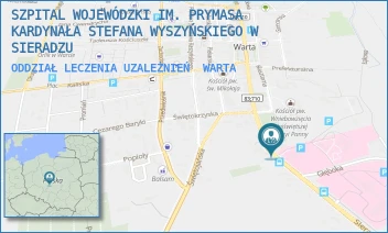 ODDZIAŁ LECZENIA UZALEŻNIEŃ - SZPITAL WOJEWÓDZKI IM. PRYMASA KARDYNAŁA STEFANA WYSZYŃSKIEGO W SIERADZU - UL. SIERADZKA 3,  WARTA