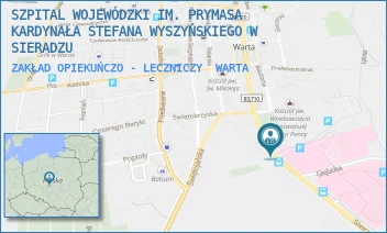 ZAKŁAD OPIEKUŃCZO - LECZNICZY - SZPITAL WOJEWÓDZKI IM. PRYMASA KARDYNAŁA STEFANA WYSZYŃSKIEGO W SIERADZU - UL. SIERADZKA 3,  WARTA
