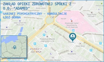 GABINET PSYCHIATRYCZNY - KONSULTACJE - ZAKŁAD OPIEKI ZDROWOTNEJ SPÓŁKI Z O.O. "ADAMED" - UL. IGNACEGO PADEREWSKIEGO 11,  ŁÓDŹ-GÓRNA