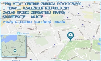 PORADNIA LECZENIA UZALEŻNIEŃ - "PRO VITA" CENTRUM ZDROWIA PSYCHICZNEGO I TERAPII UZALEŻNIEŃ NIEPUBLICZNY ZAKŁAD OPIEKI ZDROWOTNEJ KRAKÓW - SRÓDMIEŚCIE - WOJCIE - UL. BASZTOWA 5,  KRAKÓW