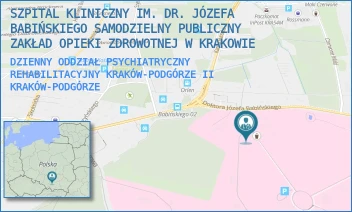 DZIENNY ODDZIAŁ PSYCHIATRYCZNY REHABILITACYJNY KRAKÓW-PODGÓRZE II - SZPITAL KLINICZNY IM. DR. JÓZEFA BABIŃSKIEGO SAMODZIELNY PUBLICZNY ZAKŁAD OPIEKI ZDROWOTNEJ W KRAKOWIE - UL. DR. JÓZEFA BABIŃSKIEGO 29,  KRAKÓW-PODGÓRZE