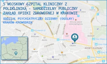 ODDZIAŁ PSYCHIATRYCZNY DZIENNY (OGÓLNY) - 5 WOJSKOWY SZPITAL KLINICZNY Z POLIKLINIKĄ - SAMODZIELNY PUBLICZNY ZAKŁAD OPIEKI ZDROWOTNEJ W KRAKOWIE - UL. WROCŁAWSKA 1-3,  KRAKÓW-KROWODRZA