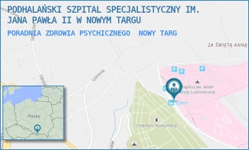 PORADNIA ZDROWIA PSYCHICZNEGO - PODHALAŃSKI SZPITAL SPECJALISTYCZNY IM. JANA PAWŁA II W NOWYM TARGU - UL. SZPITALNA 14,  NOWY TARG
