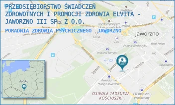 PORADNIA ZDROWIA PSYCHICZNEGO - PRZEDSIĘBIORSTWO ŚWIADCZEŃ ZDROWOTNYCH I PROMOCJI ZDROWIA ELVITA - JAWORZNO III SP. Z O.O. - UL. GWARKÓW 1,  JAWORZNO