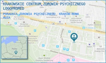 PORADNIA ZDROWIA PSYCHICZNEGO - KRAKOWSKIE CENTRUM ZDROWIA PSYCHICZNEGO LOGOPROMED - UL. UL. CERCHÓW 5,  KRAKÓW-NOWA HUTA