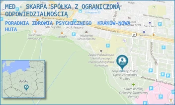 PORADNIA ZDROWIA PSYCHICZNEGO - MED - SKARPA SPÓŁKA Z OGRANICZONĄ ODPOWIEDZIALNOŚCIĄ - UL. OS. NA SKARPIE 6,  KRAKÓW-NOWA HUTA