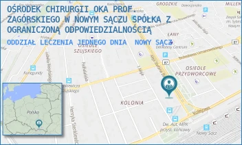 ODDZIAŁ LECZENIA JEDNEGO DNIA - OŚRODEK CHIRURGII OKA PROF. ZAGÓRSKIEGO W NOWYM SĄCZU SPÓŁKA Z OGRANICZONĄ ODPOWIEDZIALNOŚCIĄ - ALEJE STEFANA BATOREGO 88,  NOWY SĄCZ