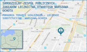 PORADNIA TERAPII UZALEŻNIEŃ - LECZENIE SUBSTYTUCYJNE - SAMODZIELNY ZESPÓŁ PUBLICZNYCH ZAKŁADÓW LECZNICTWA OTWARTEGO WARSZAWA OCHOTA - STANISŁAWA SKARŻYŃSKIEGO 1,  WARSZAWA OCHOTA