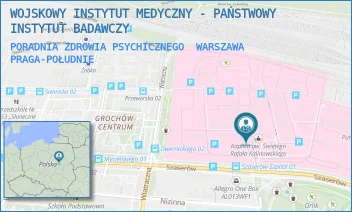 PORADNIA ZDROWIA PSYCHICZNEGO - WOJSKOWY INSTYTUT MEDYCZNY - PAŃSTWOWY INSTYTUT BADAWCZY - SZASERÓW 128,  WARSZAWA PRAGA-POŁUDNIE