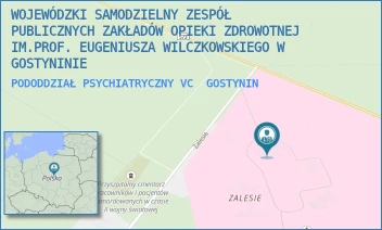 PODODDZIAŁ PSYCHIATRYCZNY VC - WOJEWÓDZKI SAMODZIELNY ZESPÓŁ PUBLICZNYCH ZAKŁADÓW OPIEKI ZDROWOTNEJ IM.PROF. EUGENIUSZA WILCZKOWSKIEGO W GOSTYNINIE - ZALESIE 1,  GOSTYNIN