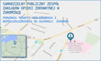 PORADNIA TERAPII UZALEŻNIENIA I WSPÓŁUZALEŻNIENIA OD ALKOHOLU - SAMODZIELNY PUBLICZNY ZESPÓŁ ZAKŁADÓW OPIEKI ZDROWOTNEJ W ŻUROMINIE - SZPITALNA 56,  ŻUROMIN